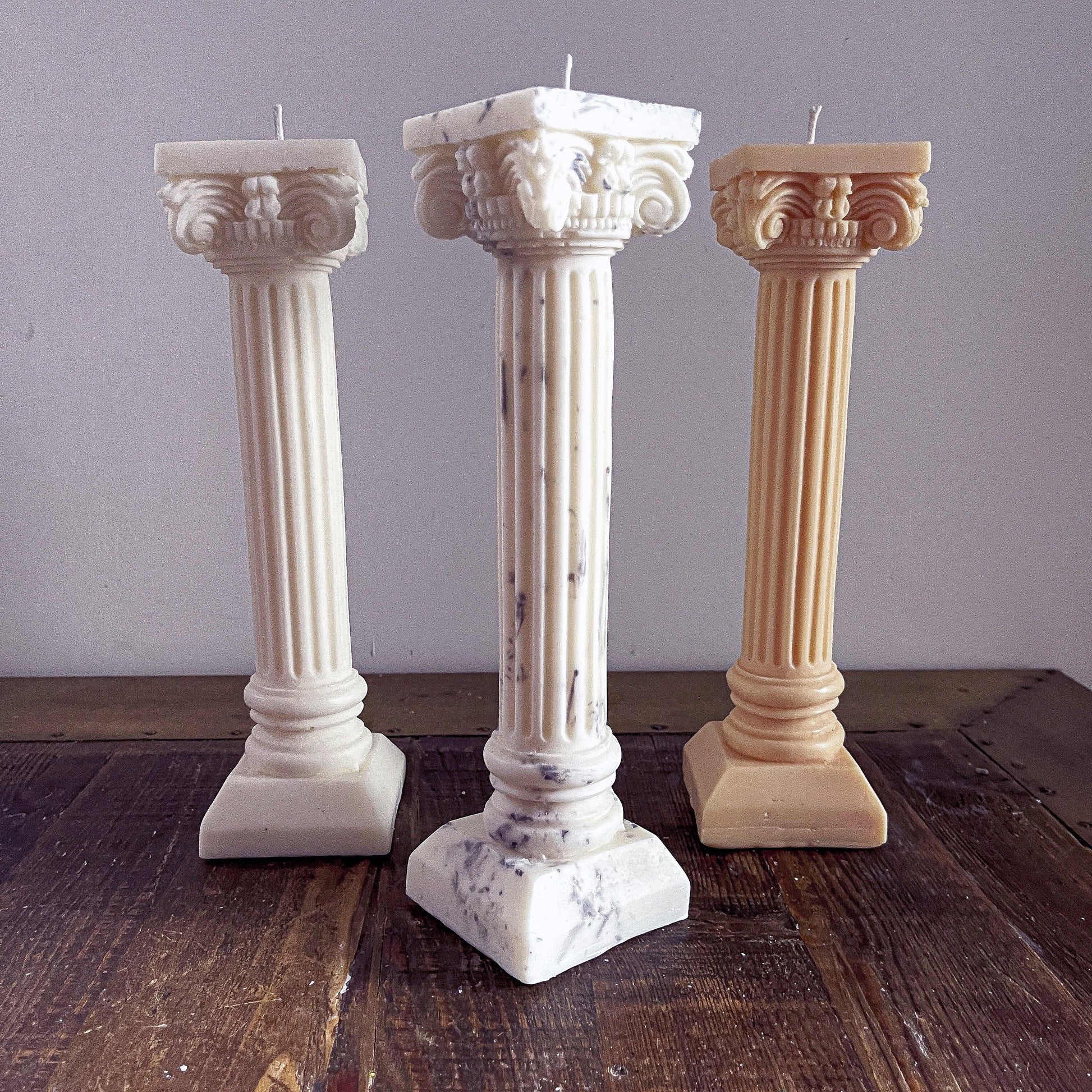 Large Marbled Greek Column Candle - Vendeo.co.uk