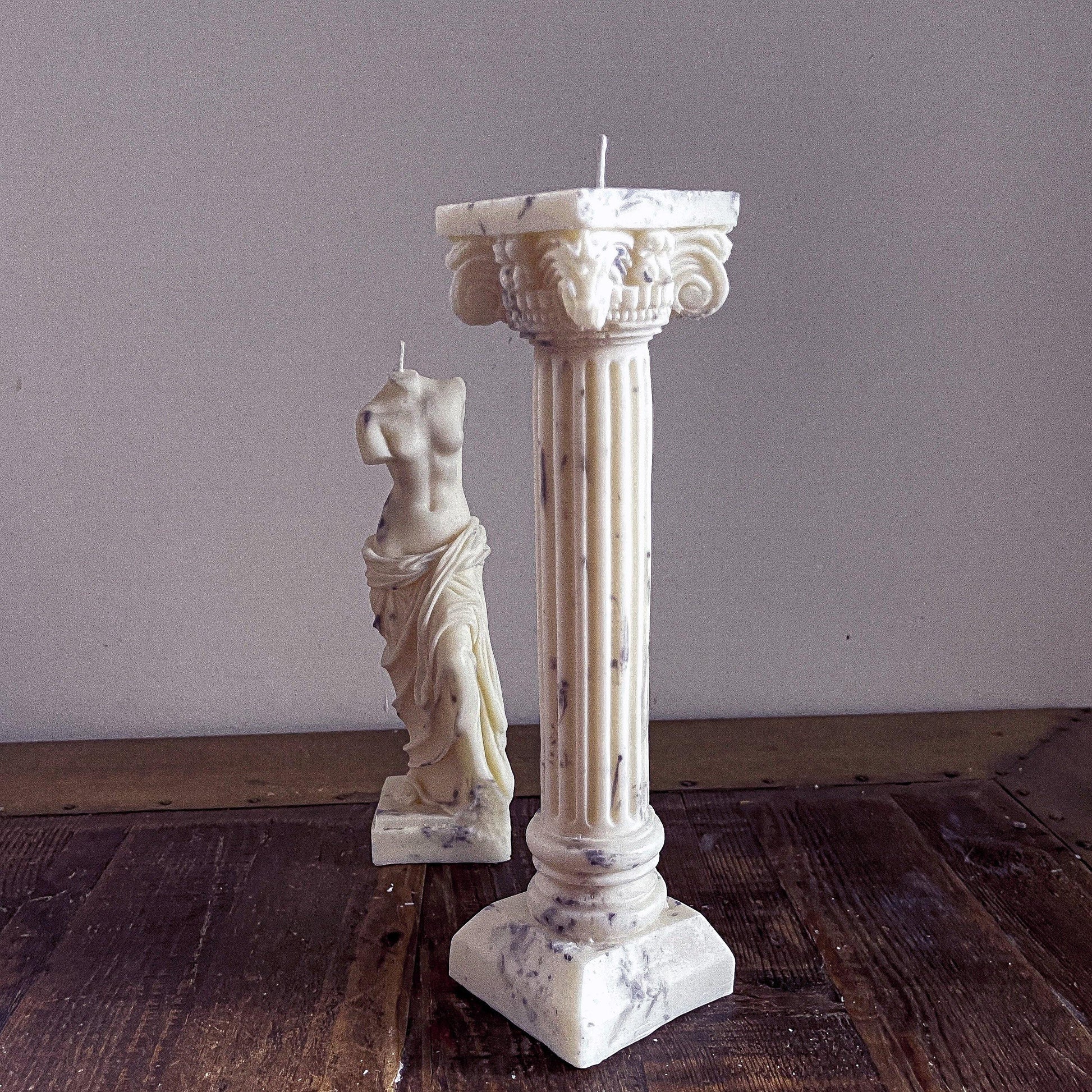 Large Marbled Greek Column Candle - Vendeo.co.uk