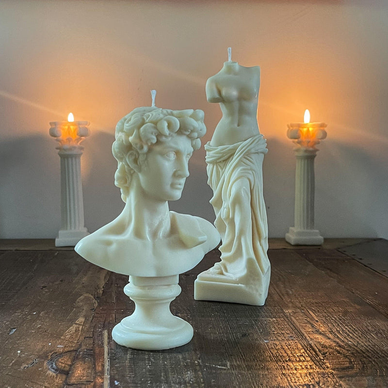 Large Venus de Milo and David Bust Candle Bundle - Vendeo.co.uk